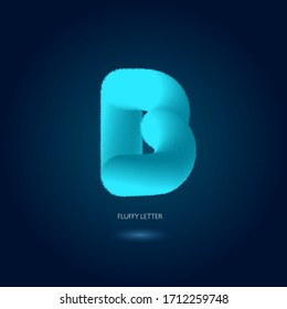 Fluffy letter. Blue color on dark background. Vector image.