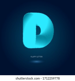 Fluffy letter. Blue color on dark background. Vector image.