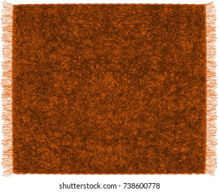 Fluffy mohair plaid with fringe in brown,orange colors isolated on white