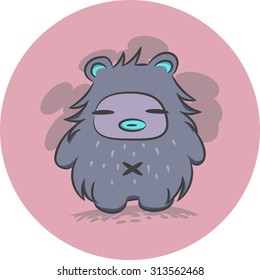 Fluffy monster . Bigfoot yeti. Kids illustration vector
