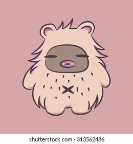 Fluffy monster . Bigfoot yeti. Kids illustration vector