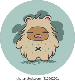 Fluffy monster . Bigfoot yeti. Kids illustration vector