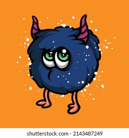 Fluffy monster cartoon vector illustration