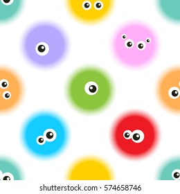 Fluffy monsters. Cartoon seamless pattern