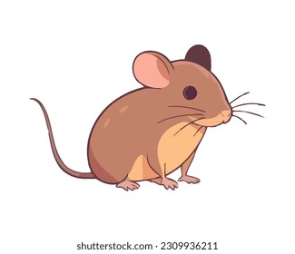 Fluffy mouse sitting with cute whiskers isolated