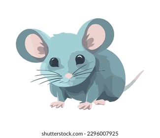 Ratón fluido sentado en la noche del papel azul aislado