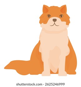 Fluffy orange cat sitting peacefully, domestic animal illustration