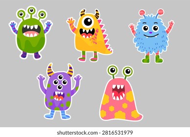 Fluffy orange monster character vector illustration. Furry alien creature mascot isolated.