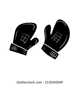 fluffy pair of knit glove hand drawn solid glyph vector icon