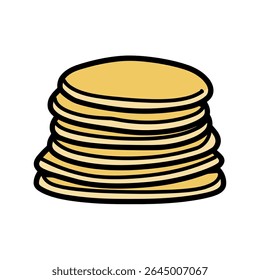 Fluffy pancakes stack stands breakfast illustration plain background