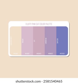 fluffy pink cat color palette vector design template