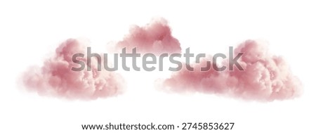 Fluffy pink clouds floating in pastel sky, dreamy 3D cotton texture with soft light, perfect background for fantasy designs and magical cloud illustrations.