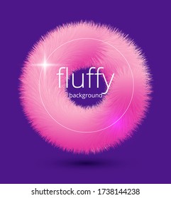 fluffy pink vector circle flyer template on blue background