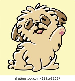  fluffy puppy dog doodle vector