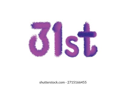 Elemento de diseño de texto 31st púrpura mullido para tarjetas creativas de cumpleaños o aniversario.