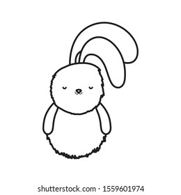 fluffy rabbit adorable toy icon on white background vector illustration thick line