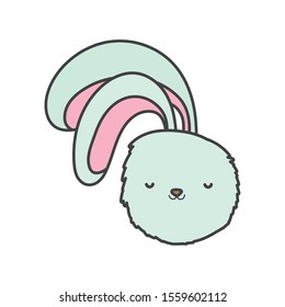 fluffy rabbit head adorable toy icon on white background vector illustration