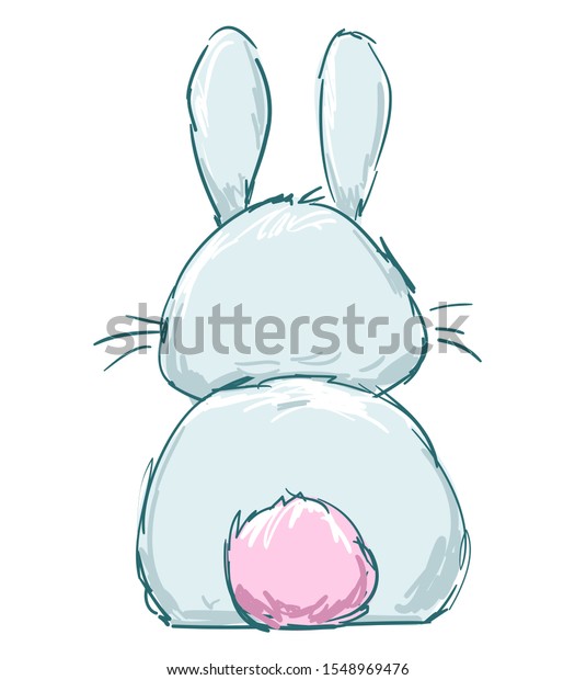 Download Fluffy Rabbit Pink Tail Hand Drawn Stock Vector (Royalty ...