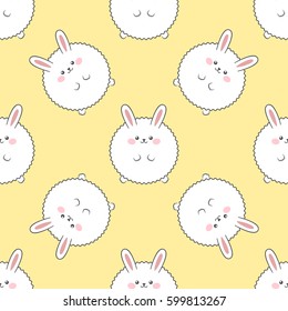 Fluffy rabbit. Seamless vector pattern. Cartoon background