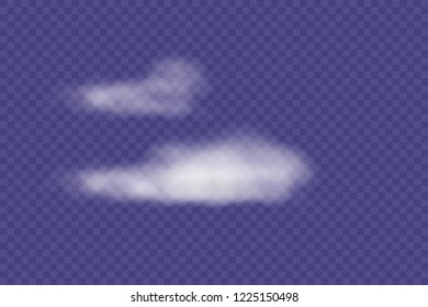 fluffy realistic clouds isolated on transparent background, vector illustration