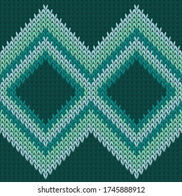 Fluffy rhombus argyle knitted texture geometric vector seamless. Fair isle sweater stockinet ornament. Classic warm seamless knitted pattern. Winter holidays wallpaper.