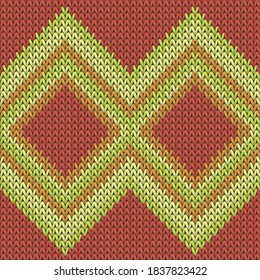 Vector geométrico de textura de punto Fluffy rhombus sin fisuras. Impresión de tela de pañuelo de tela. Patrón de punto sin fisuras de estilo nórdico. Resumen de fondo de pantalla de Navidad.