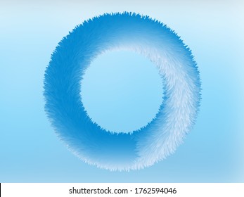Fluffy round frame in blue. Eco design. Vector illustration