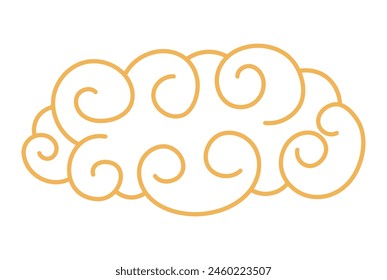 Fluffy rounded cloud outline hand drawn illustration. Dragon Boat Festival, Mid Autumn Festival, Lunar New Year traditional clip art, card, banner, poster element. Asian style design, isolated vector.