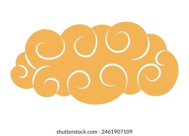 Ilustración dibujada a mano de silueta de nube redondeada esponjosa. Festival de la barca del dragón, Festival de mediados de otoño, Año Nuevo lunar arte tradicional del Clip, tarjeta, elemento de Anuncio. Diseño de estilo asiático, Vector aislado.