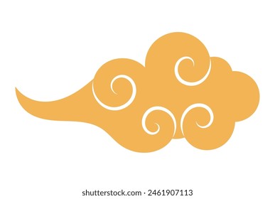 Fluffy rounded cloud silhouette hand drawn illustration. Dragon Boat Festival, Mid Autumn Festival, Lunar New Year traditional clip art, card, banner element. Asian style design, isolated vector.