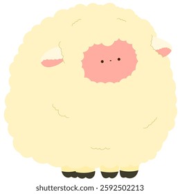 fluffy sheep, cute farm animal flat vector illustration