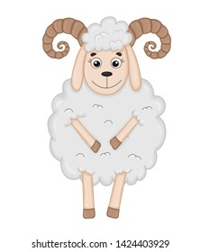 fluffy sheep of gray color . cartoon animals.