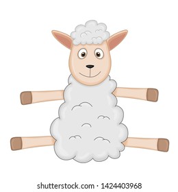 fluffy sheep of gray color . cartoon animals.
