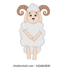 fluffy sheep of gray color . cartoon animals.