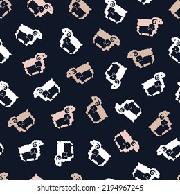 Fluffy Sheep Mother and Children Vector Graphic Seamless Pattern can be use for background and apparel design