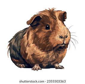 Fluffy small mammal sitting, cute whisker close up icon isolated