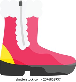  Fluffy Snow Boots Concept, Waterproof Outdoor Booties Vector Color Icon Design, Winter Season activities Symbol, Coldest Weather Sign, Snow and frost Stock Illustration