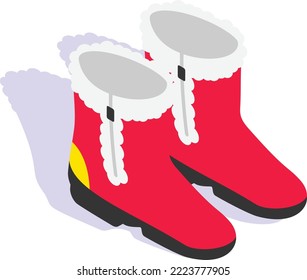 Fluffy Snow Boots Concept, Waterproof Outdoor Booties Vector isometric Icon Design, Winter Season activities Symbol, Coldest Weather Sign, Snow and frost Stock Illustration