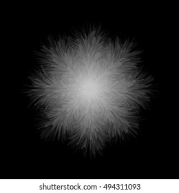 Fluffy snowflake white on a black background