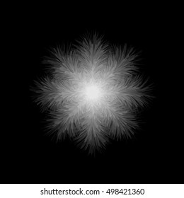 Fluffy snowflake white on a black background