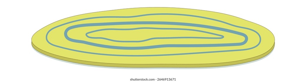tapete de banheiro macio e macio. Conforto em casa. Tapete oval isolado sobre fundo branco. Para o interior do banheiro. Ilustração vetorial.
