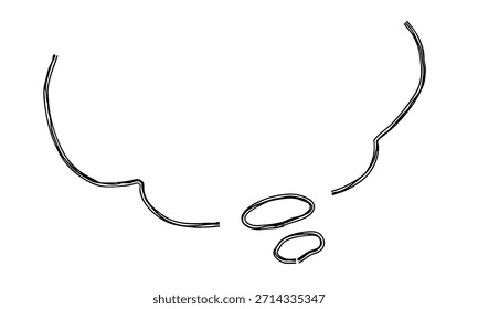 Ilustración vectorial monocromática del icono de línea dibujado a mano de la burbuja de discurso esponjoso con múltiples líneas superpuestas