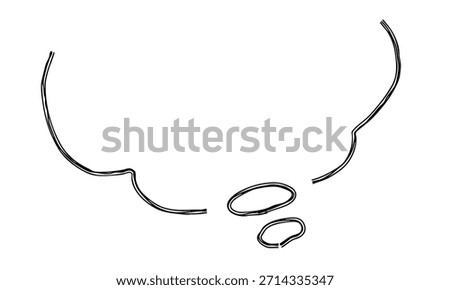 Fluffy speech bubble hand-drawn line icon Monochrome vector illustration with multiple overlapping lines
