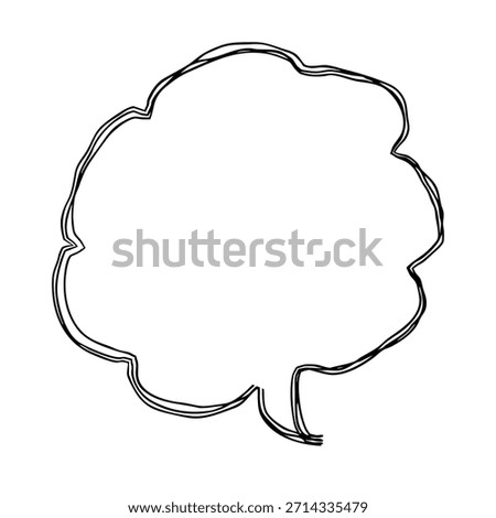 Fluffy speech bubble hand-drawn line icon Monochrome vector illustration with multiple overlapping lines