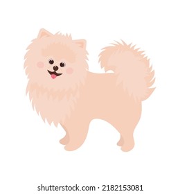 Fluffy spitz dog. Cute cartoon character. Vector illustration.