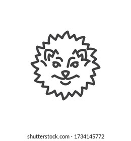 Fluffy spitz dog line icon. linear style sign for mobile concept and web design. Pomeranian Spitz outline vector icon. Symbol, logo illustration. Vector graphics