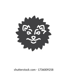 Fluffy spitz dog vector icon. filled flat sign for mobile concept and web design. Pomeranian Spitz glyph icon. Symbol, logo illustration. Vector graphics