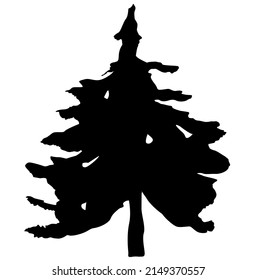 Fluffy spruce silhouette vector single element.