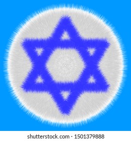 Fluffy star of David in a gray circle