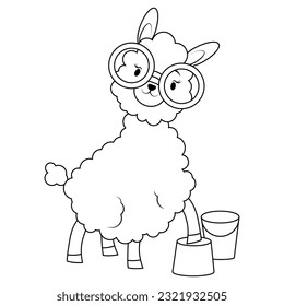Fluffy summer alpaca coloring page